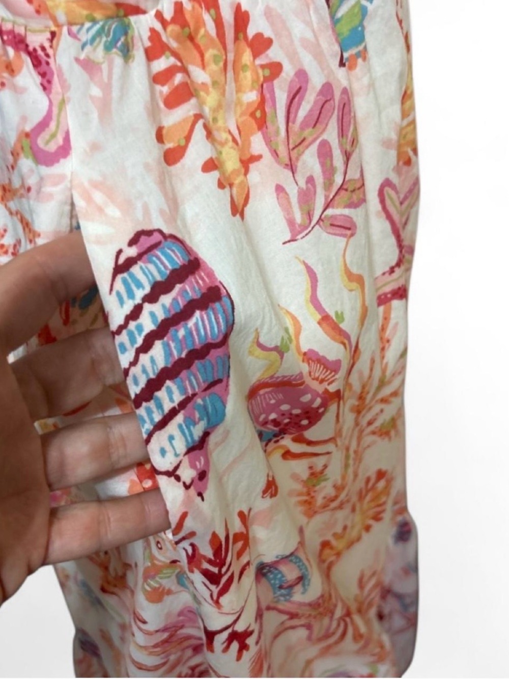 Taylor Coral and Cream Floral Tie-Front Maxi Dress cottagecore coastal - Picture 4 of 8